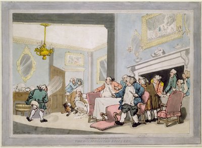 Gli Epicurei Delusi, pub. da William Holland, 1790 (incisione colorata) da Thomas Rowlandson