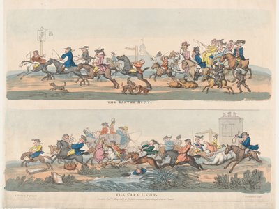 La caccia di Pasqua e la caccia in città, 1 maggio 1803 da Thomas Rowlandson