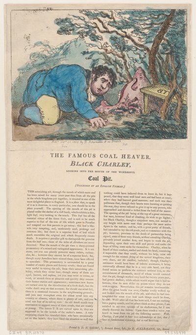 Il famoso scaricatore di carbone Black Charley guarda nella bocca del meraviglioso..., 25 febbraio 1805 da Thomas Rowlandson