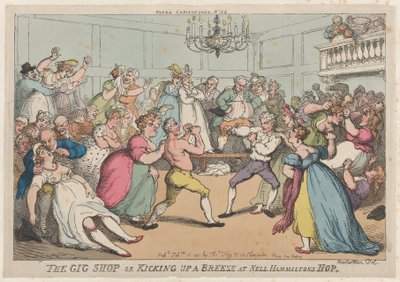 Il negozio di carrozze o Scatenare una brezza al ballo di Nell Hamilton da Thomas Rowlandson