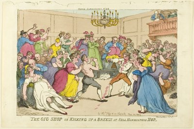 Il negozio di carrozze o scatenare una brezza al ballo di Nell Hamilton da Thomas Rowlandson
