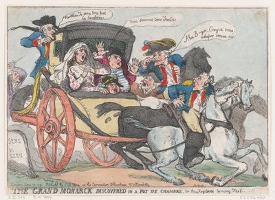 Il grande monarca scoperto in un vaso da notte, o i fuggitivi che voltano le spalle... da Thomas Rowlandson