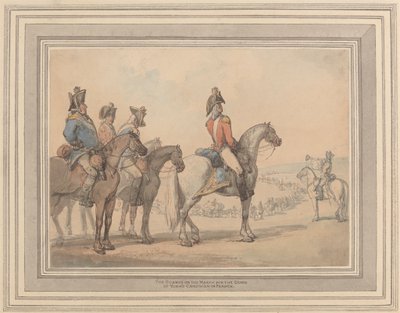 Le Guardie in Marcia per la Campagna del Duca di York in Francia da Thomas Rowlandson