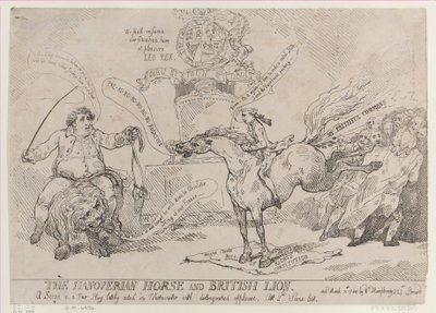 Il cavallo di Hannover e il leone britannico, 31 marzo 1784 da Thomas Rowlandson
