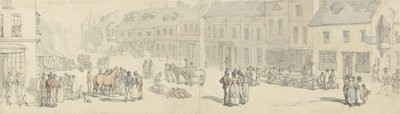 La strada principale il giorno del mercato, Newport, Isola di Wight, c.1797-1800 da Thomas Rowlandson