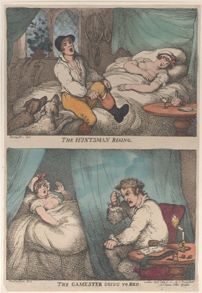 Il cacciatore che si alza, il giocatore che va a letto, [31 luglio 1809],..., [31 luglio 1809], ripubblicato 1811 da Thomas Rowlandson