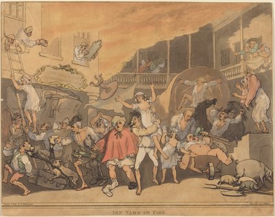 Il cortile della locanda in fiamme da Thomas Rowlandson