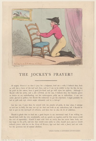 La preghiera del fantino da Thomas Rowlandson