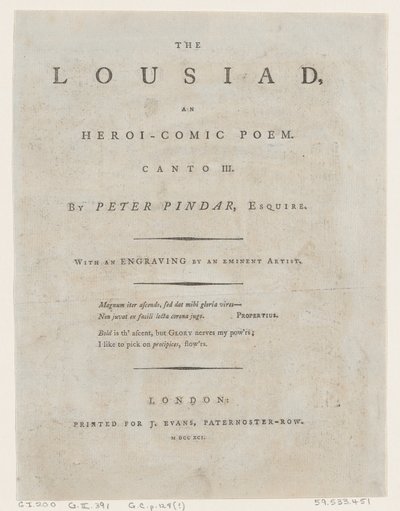 The Lousiad di Peter Pindar, Frontespizio da Thomas Rowlandson