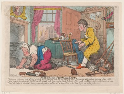 Le miserie della vita umana: alzarsi presto in una fredda mattina cupa, 9 ottobre 1807 da Thomas Rowlandson