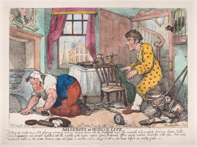 Le miserie della vita umana: alzarsi presto in una fredda mattina cupa da Thomas Rowlandson