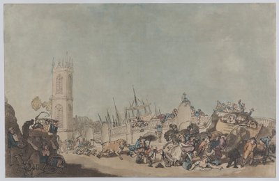 Il bue in frenesia (Il toro furioso sul ponte di Westminster) da Thomas Rowlandson