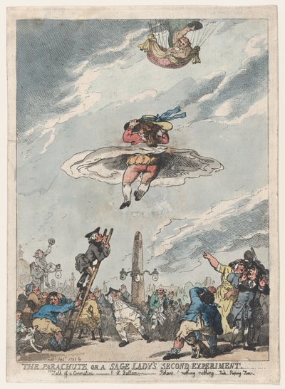 Il paracadute o il secondo esperimento di una saggia signora, settembre 1785 da Thomas Rowlandson