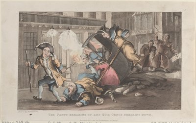 La festa si scioglie e Quae Genus si rompe, da La storia di John..., 1 dicembre 1821 da Thomas Rowlandson