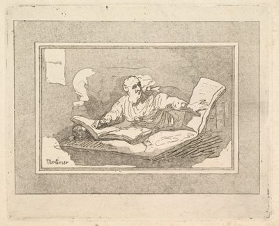 Il Filosofo Vecchio Barbuto che Copia un Libro, 1783-87 da Thomas Rowlandson