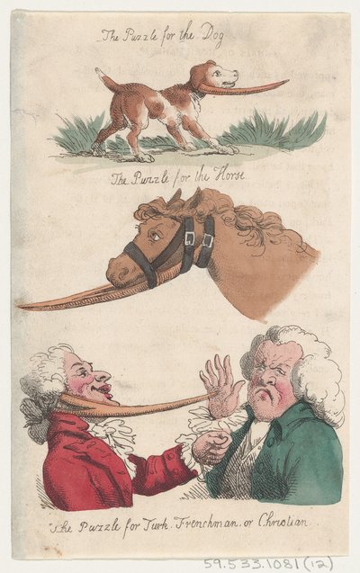 Il puzzle per il cane, il puzzle per il cavallo, il puzzle per il turco, il francese o il cristiano da Thomas Rowlandson