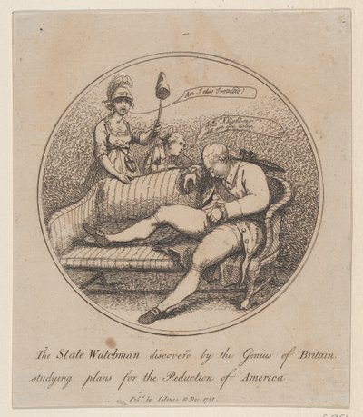 Il guardiano di stato scoperto dal genio della Gran Bretagna che studia i piani per il... da Thomas Rowlandson