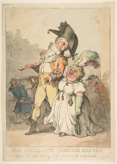 Il cacciatore di fortuna di successo, o il capitano Shelalee che conduce Miss Marrowfat al Tempio di..., 1802 da Thomas Rowlandson