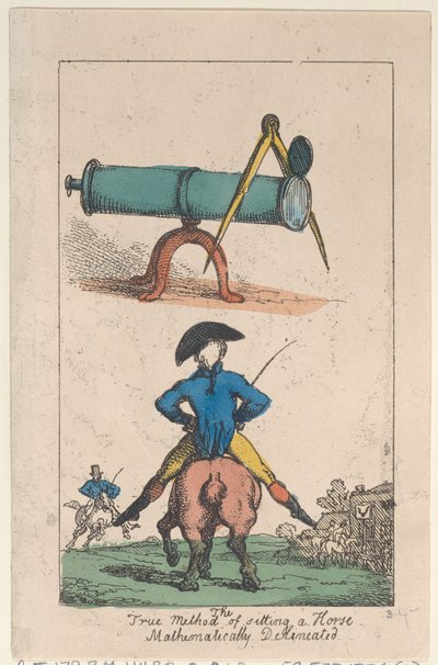 Il vero metodo di sedere su un cavallo, delineato matematicamente, 1809 da Thomas Rowlandson