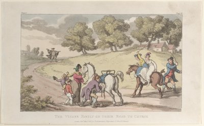 La famiglia del vicario sulla strada per la chiesa, da Il vicario di Wakefield, 1 maggio 1817 da Thomas Rowlandson