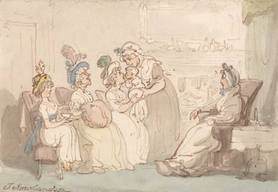 Ai visitatori viene mostrato il bambino da Thomas Rowlandson