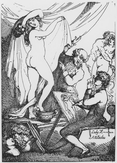 La futura Lady Hamilton posa come Igea, dea della salute, al Tempio di Esculapio del Dr. James Graham da Thomas Rowlandson