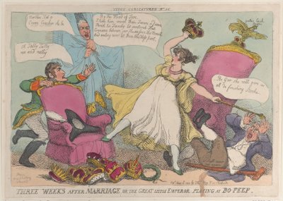 Tre settimane dopo il matrimonio, o il grande piccolo imperatore che gioca a Bo-Peep, 15 maggio 1810 da Thomas Rowlandson