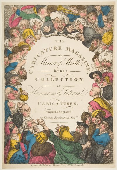 Pagina del titolo, The Caricature Magazine, or Mirror of Mirth, 19 novembre 1808 da Thomas Rowlandson