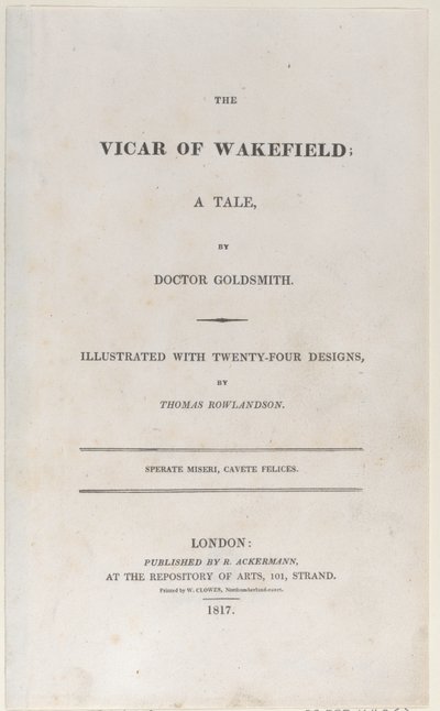 Pagina del titolo, da Il vicario di Wakefield, 1817 da Thomas Rowlandson