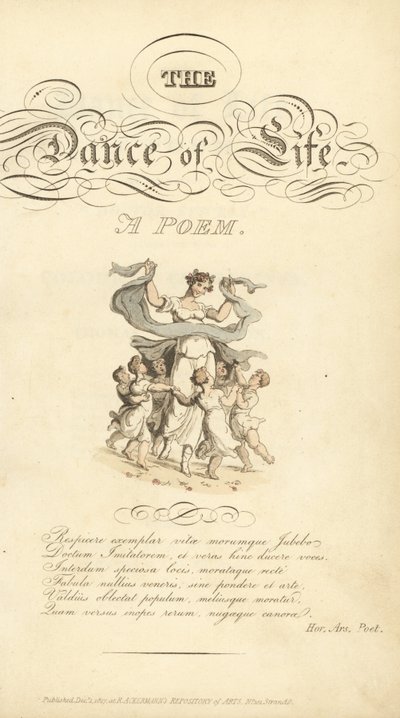 Pagina del titolo con titolo calligrafico e vignetta da Thomas Rowlandson