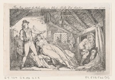 Tom Jones scopre il filosofo nella camera da letto di Black Moll, The History of Tom Jones da Thomas Rowlandson