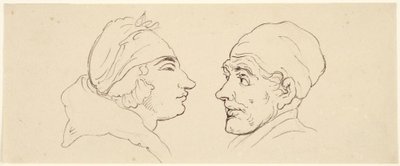 Due caricature: un uomo e una donna da Thomas Rowlandson