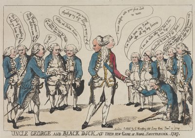 Lo zio George e Black Dick alla loro nuova partita di “Naval Shuttlecock” da Thomas Rowlandson
