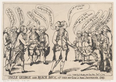 Zio George e Black Dick al loro Nuovo Gioco di Shuttlecock Navale da Thomas Rowlandson
