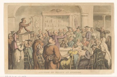 Asta di reliquie ad Avignone da Thomas Rowlandson