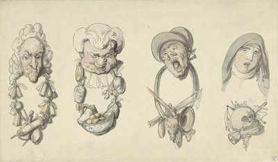 Quattro titoli caricaturali da Thomas Rowlandson