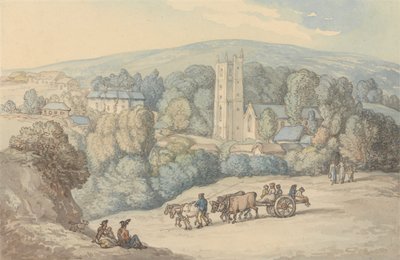 Vista della chiesa e del villaggio di St. Cue, in Cornovaglia da Thomas Rowlandson