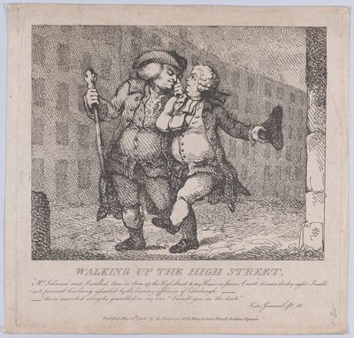 Camminando su High Street, Edimburgo Bellezze pittoresche di Boswell da Thomas Rowlandson