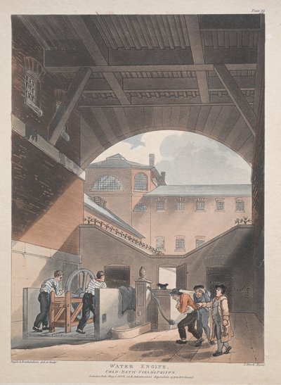 Motore ad acqua, Bagno freddo, Prigione di Campo da Thomas Rowlandson