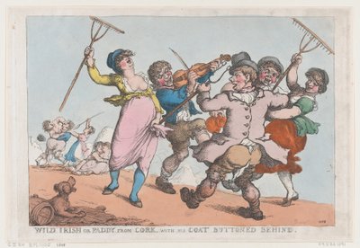 Irlandese Selvaggio, o Paddy da Cork con il Cappotto Abbottonato Dietro da Thomas Rowlandson