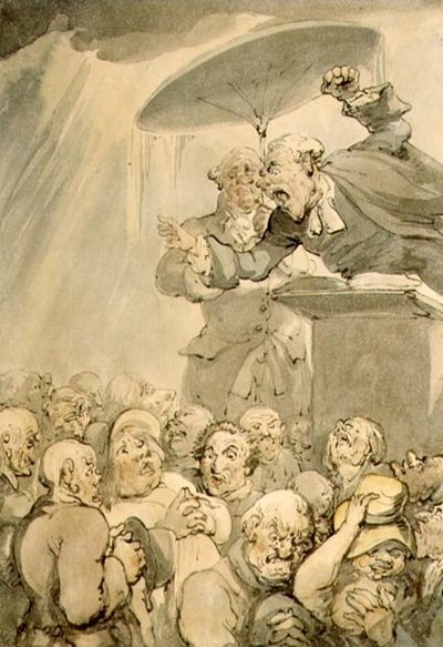 William Field (1768-1851) che predica da Thomas Rowlandson