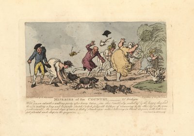 Donna che sta per cadere con le scarpe impigliate nel fango da Thomas Rowlandson