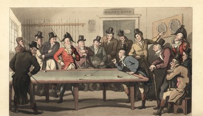 Giovani gentiluomini inglesi che giocano a biliardo da Thomas Rowlandson