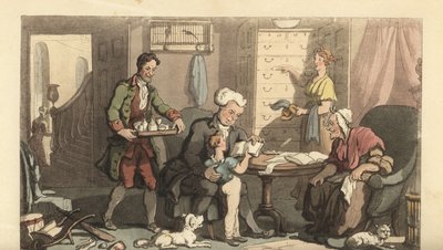 Giovane ragazzo a lezione con un tutor e sua nonna da Thomas Rowlandson