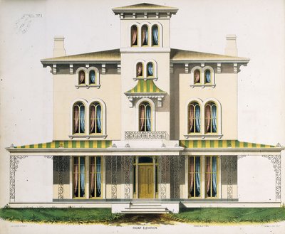Elevazione frontale per Villa No.1, da 