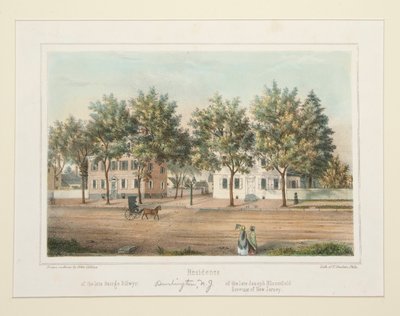 Residenza / del defunto George Dillwyn / del defunto Joseph Bloomfield (Burlington, NJ), da 14 vedute di Burlington da Thomas S. Sinclair