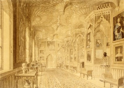 Galleria Lunga a Strawberry Hill, Twickenham (stampa) da Thomas Sandby