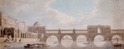 Progetto proposto per un ponte sul Tamigi a Somerset House da Thomas Sandby