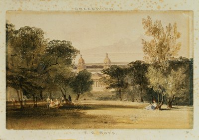 Ospedale di Greenwich dal parco, 1830 da Thomas Shotter Boys