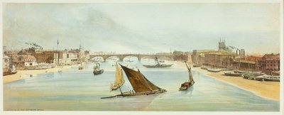 Ponte di Londra, dal ponte di Southwark, lastra quattro da Vedute originali di Londra com